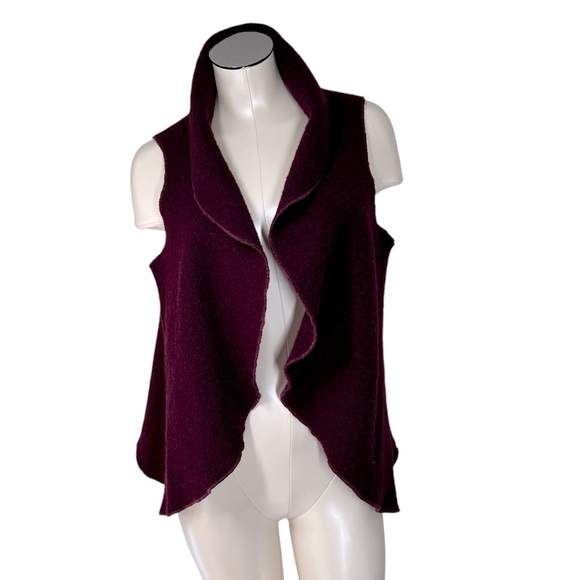 VELVET MODE Plum Purple 100% Wool Open Front Wrap Vest Women's Size Med/Large - Picture 1 of 13